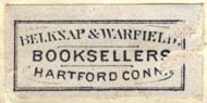 Belknap & Warfield, Booksellers, Hartford, Connecticut (30mm x 14mm)