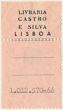 Livraria Castro e Silva, Lisbon, Portugal (34mm x 21mm, without tear-off). Courtesy of S. Loreck.