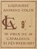 Librairie Armand Colin, Paris (31mm x 23mm).