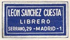 Leon Sanchez Cuesta, Librero (Bookseller), Madrid [Spain] (23mm x 12mm, ca.1966)