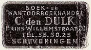 C. den Dulk, Boek- en Kantoorboekhandel, Scheveningen, Netherlands (30mm x 15mm). Courtesy of S. Loreck.