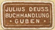 Julius Deuss, Buchhandlung, Guben, Germany (19mm x 10mm, after 1922)