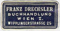 Franz Drechsler, Buchhandlung, Vienna, Austria (approx 33mm x 17mm, ca.1911)