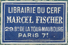 Librairie du Cerf/ Marcel Fischer, Paris, France (36mm x 24mm, ca.1955).