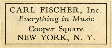 Carl Fischer [music publisher], New York, NY (61mm x 26mm). Courtesy of Robert Behra.
