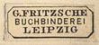 G. Fritzsche Buchbinderei, Leipzig, Germany (16mm x 7mm, ca.1882).