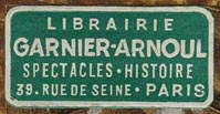 Librairie Garnier-Arnoul, Paris (32mm x 15mm)