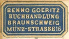 Benno Goeritz, Buchhandlung, Braunschweig, Germany (22mm x 12mm). Courtesy of R. Behra.