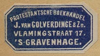 J. van Golverdinge, Protestantsche Boekhandel, Gravenhage (32mm x 17mm)