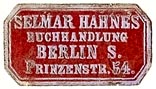 Selmar Hahnes, Buchhandlung, Berlin, Germany (25mm x 14mm)