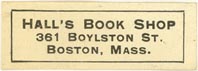Hall's Book Shop, Boston, Massachusetts (approx 32mm x 11mm)