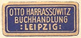 Otto Harrassowitz, Buchhandlung, Leipzig, Germany (27mm x 12mm, ca.1927)
