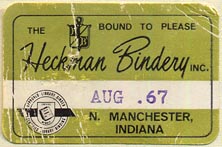 Heckman Bindery, N. Manchester, Indiana (36mm x 24mm, ca.1967)