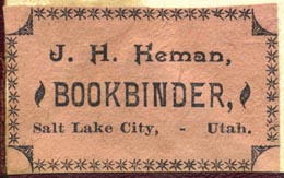 J.H. Heman, Salt Lake City, Utah (42mm x 26mm)