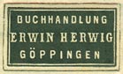 Erwin Herwig, Buchhandlung, Göppingen, Germany (22mm x 13mm, ca.1936)