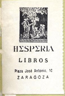 Hesperia, Libros, Zaragoza [Spain] (36mm x 54mm, ca.1960)
