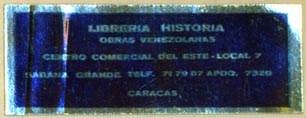 Libreria Historia, Caracas, Venezuela (50mm x 19mm)