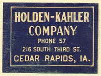 Holden-Kahler Company, Cedar Rapids, Iowa (32mm x 24mm)