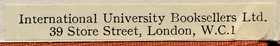 International University Booksellers, London, England (45mm x 7mm).