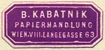 B. Kabatnik, Papierhandlung, Vienna, Austria (24mm x 11mm)