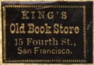 King's Old Book Store, San Francisco, California (22mm x 15mm, after 1885)