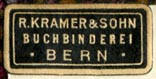 R. Kramer & Sohn, Buchbinderei, Bern (25mm x 12mm, ca.1929)