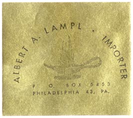Albert A. Lampl, Importer, Philadelphia (43mm x 38mm, ca.1953)
