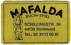 Mafalda, Buch + Spiel, Dortmund, Germany (40mm x 25mm, ca.1995)