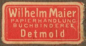 Wilhelm Maier, Papierhandlung & Buchbinderei, Detmold [Germany] (27mm x 14mm, ca.1912)