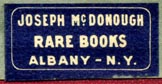 Joseph McDonough, Rare Books, Albany, NY (26mm x 13mm)