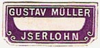 Gustav Müller, Iserlohn, Germany (approx 24mm x 11mm, ca.1920)