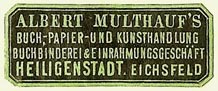 Albert Multhauf, Buch-, Papier- u. Kunsthandlung, Buchbinderei & Einrahmungsgeschäft, Heilbad Heiligenstadt, Germany (35mm x 14mm)