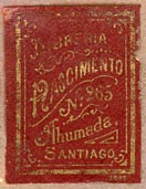 Libreria Nascimento, Santiago, Chile (21mm x 27mm, ca.1907).