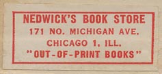 Nedwick's Book Store, Chicago, Illinois (38mm x 16mm, ca.1946).