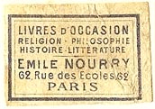 Emile Nourry, Livres d'Occasion, Paris, France (28mm x 19mm). Courtesy of S. Loreck.