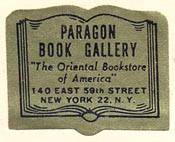 Paragon Book Gallery - The Oriental Bookstore of America, New York, NY (27mm x 22mm).