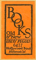 Unity Pegues, Books Old & New, Hollywood, California (19mm x 33mm).