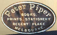 Peter Piper, Books Prints Stationery, Melbourne, Australia (30mm x 20mm, ca.1957). Courtesy of Robert Behra.