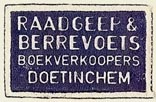 Raadgeep & Berrevoets, Boekverkoopers, Doetinchem, Netherlands (25mm x 16mm). Courtesy of S. Loreck.