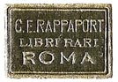 C.E. Rappaport, Libri Rari, Rome, Italy (21mm x 14mm). Courtesy of S. Loreck.