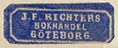 J.F.Richter, Bokhandel, Goteborg, Sweden (19mm x 7mm).