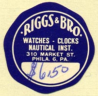 Riggs & Bro., Philadelphia, Pennsylvania (32mm dia.). Courtesy of Donald Francis.