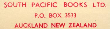 South Pacific Books, Auckland, New Zealand (58mm x 14mm, ca.1959)
