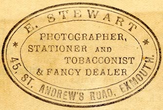 E. Stewart, Exmouth, England (56mm x 37mm, after 1905)