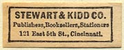 Stewart & Kidd Co., Publishers, Booksellers, Stationers, Cincinnati, Ohio (29mm x 11mm)