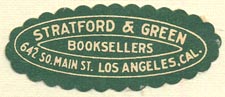 Stratford & Green, Booksellers, Los Angeles, CA (37mm x 15mm). Courtesy of Donald Francis.