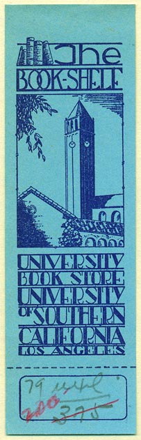 The Book-Shelf, University Book Store, University of Southern California,  Los Angeles, California (32mm x 104mm). Courtesy of Donald Francis.