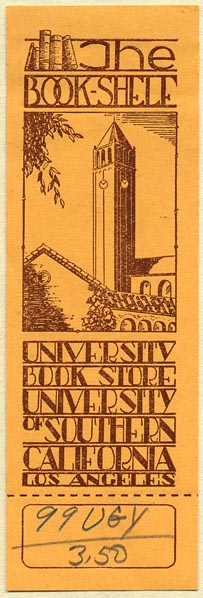The Book-Shelf, University Book Store, University of Southern California,  Los Angeles, California (32mm x 98mm). Courtesy of Donald Francis.
