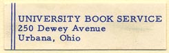 University Book Service, Urbana, Ohio (40mm x 12mm). Courtesy of Donald Francis.