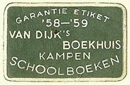 Van Dijk's Boekhuis, Schoolboeken, Kampen, Netherlands (29mm x 19mm). Courtesy of S. Loreck.